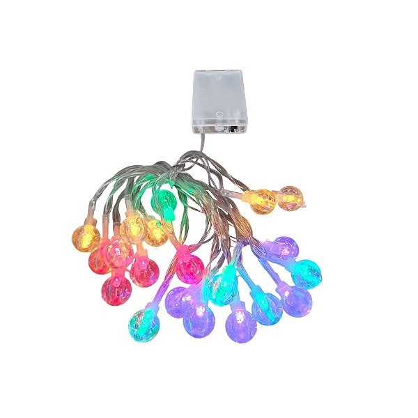 Cordão De Led Luz Colorida Com Fio Incolor - Bola 20 Leds - 3m - 1 unidade - Rizzo - Rizzo