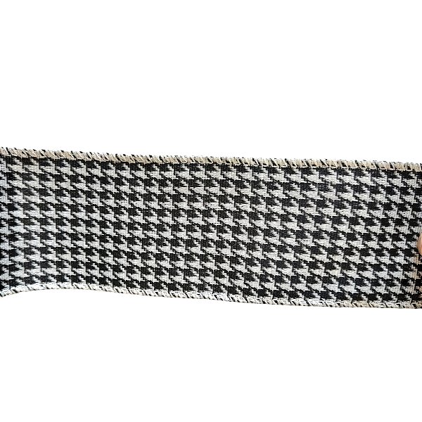 Fita Decorativa Aramada Pied de Poule Preto e Braco - 6,3cm x 91,4m - 1 unidade - Rizzo