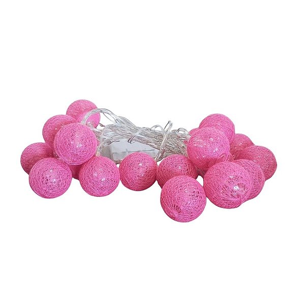 Luminária Cordão de Luz Com Bolinhas - 20 Leds - 3,5cmx3m - Rosa - 1 unidade - Rizzo