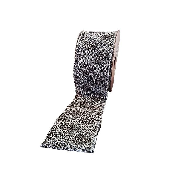 Fita Aramada Decorativa - Cinza Com Glitter - 6,3cmx9,14m - 1 unidade - Rizzo