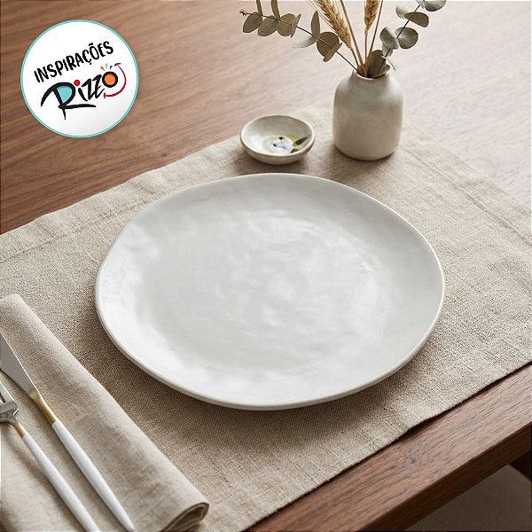 Prato Cerâmica Premium Raso - Branco Mate 25,5cm - 1 unidade - Rizzo