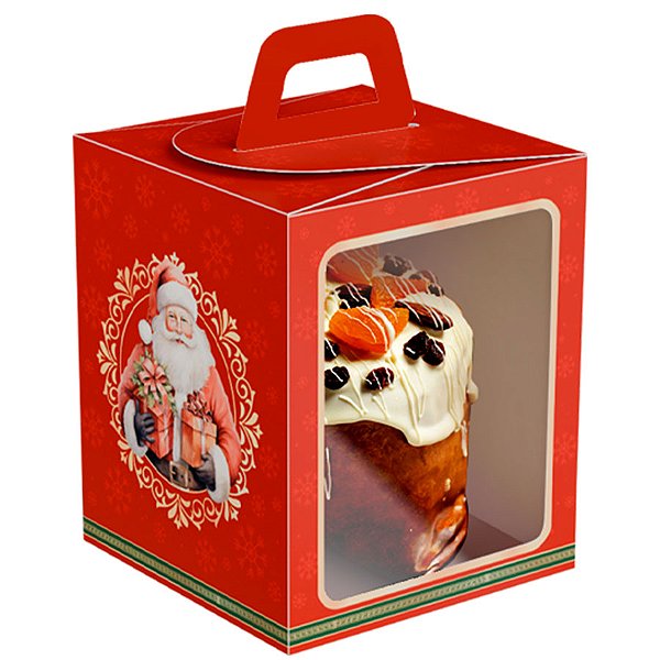 Caixa Panetone Soft com Visor - Natal Noel - 5 unidades - Ideia Embalagens - Rizzo