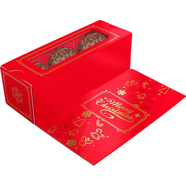 Caixa Cartão para 3 Doces - Natal Clássico - 12x4x4cm - Ref 5137 - 10 unidades - Ideia Embalagens - Rizzo