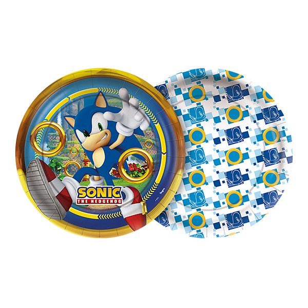Prato de Papel Redondo - Sonic - 18cm - 8 unidades - Regina - Rizzo
