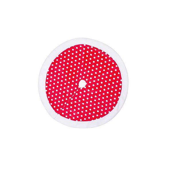 Saia Para Árvore De Natal - Com Póa - Vermelho e Branco - 75cm - 1 unidade - Cromus - Rizzo