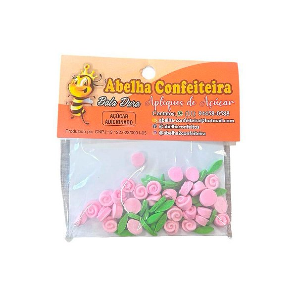 Confeito de Açúcar - Rosas e Folhas - 60 unidades - Abelha Confeiteira - Rizzo