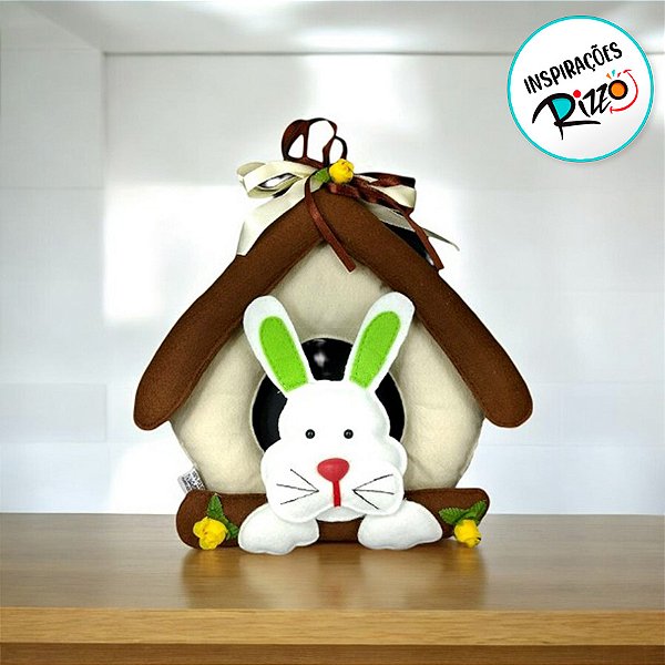 Enfeite de Porta Coelho Páscoa Casinha em Feltro - 1 unidade - Rizzo