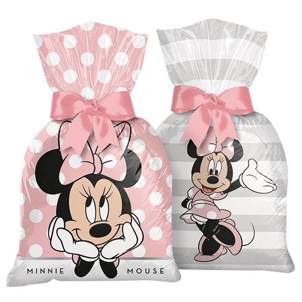 Sacola Plastica - Minnie Mouse Rosa   - 8 unidades - Regina - Rizzo