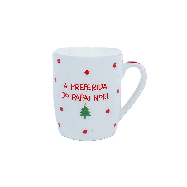 Caneca de Cerâmica Noel - Branco/Verde/Vermelho - 440ml - 1 unidade - Cromus - Rizzo