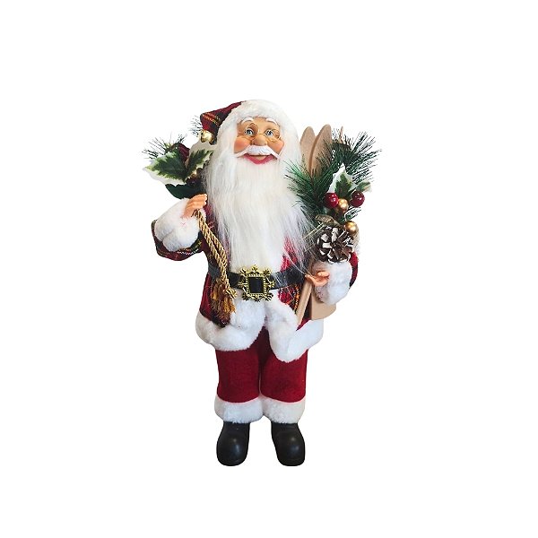 Papai Noel Decorativo - Com Roupa Xadrez - 30cm - 1 unidade - Cromus - Rizzo