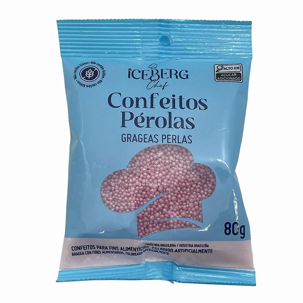 Confeito Perolado Rosa - 80g - 1 unidade - IceBerg - Rizzo