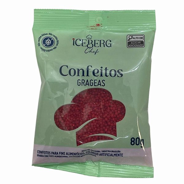 Confeito Decorativo Vermelho - 80g - 1 unidade - IceBerg - Rizzo