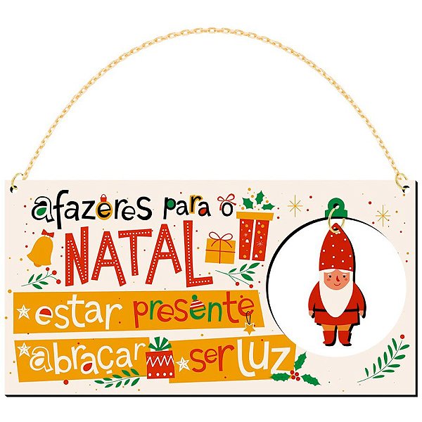 Placa Decorativa ''Afazeres para o Natal'' - 22x11,5cm - Ref. DHN-041 - 1 unidade - Litoarte - Rizzo