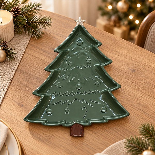 Bandeja Decorativa Premium - Pinheiro Verde Musgo - 20x25cm - 1 unidade - Só Boleiras - Rizzo