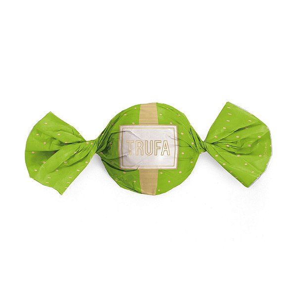 Papel Trufa 14,5x15,5cm - Petit Poa Verde_Ouro - 100 unidades - Cromus - Rizzo Embalagens