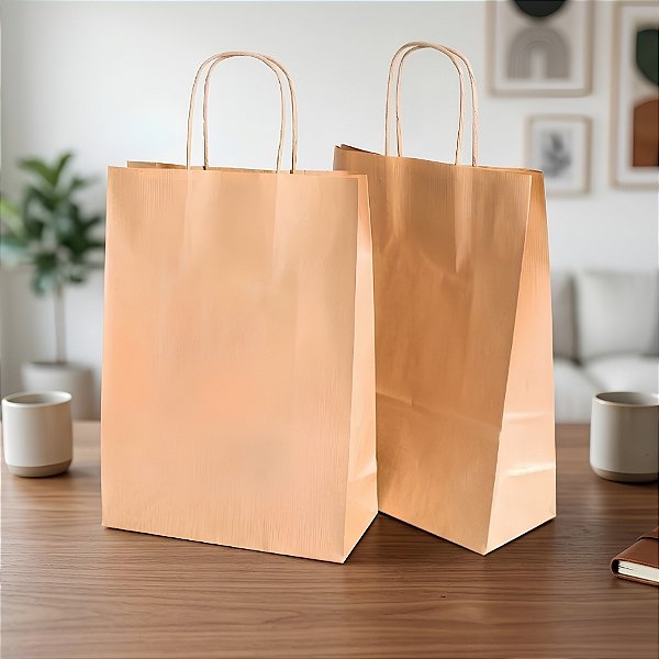 Sacola de Papel M 26x19,5x9,5cm - Kraft - 10 unidades - Cromus - Rizzo