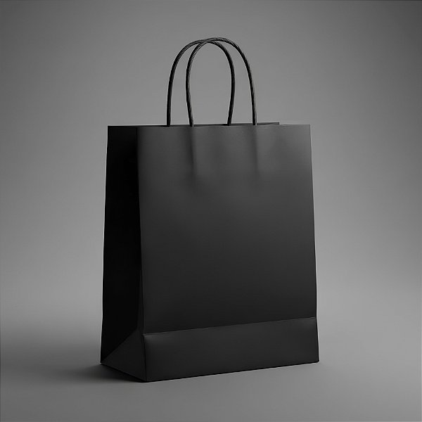 Sacola de Papel M Preto - 26x19,5x9,5cm - 10 unidades - Cromus - Rizzo Embalagens