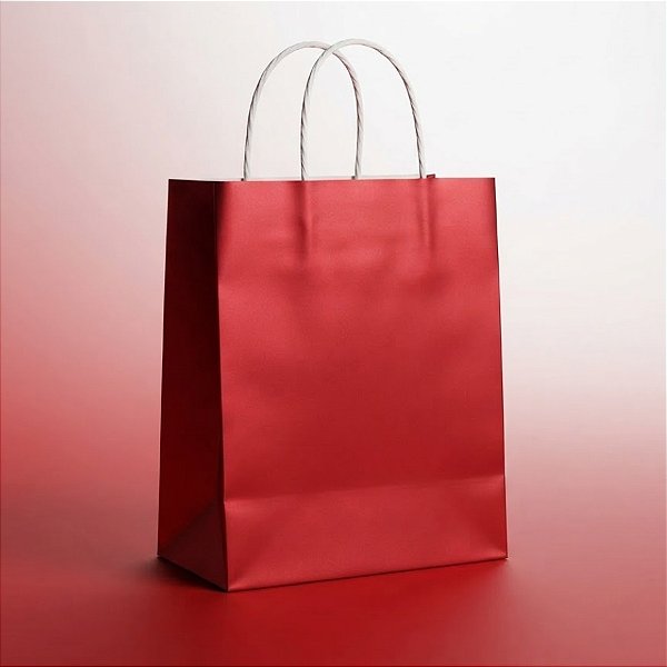 Sacola de Papel M 26x19,5x9,5cm - Vermelho Metalizado - 10 unidades - Cromus - Rizzo