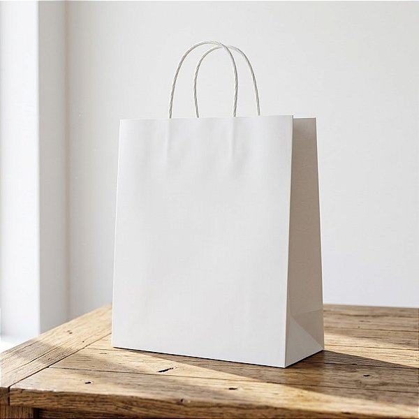 Sacola de Papel G 32x26,5x13cm - Branco - 10 unidades - Cromus - Rizzo