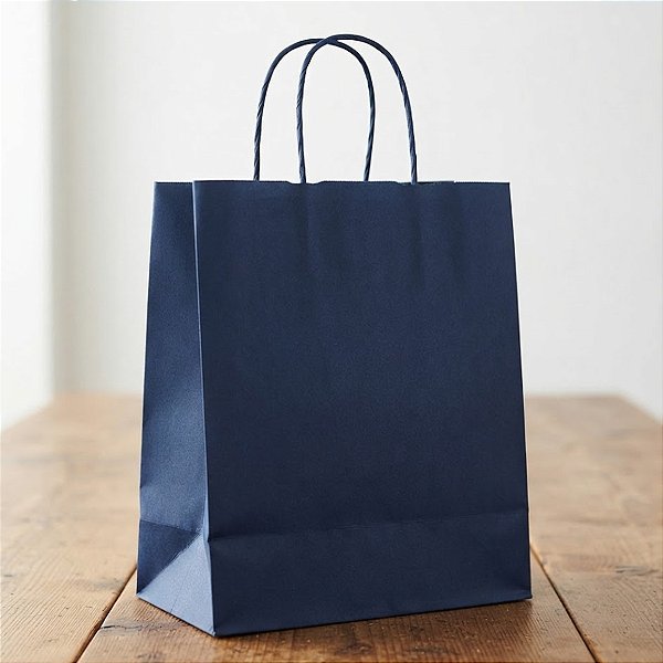 Sacola de Papel G Azul Marinho - 32x26,5x13cm - 10 unidades - Cromus - Rizzo Embalagens