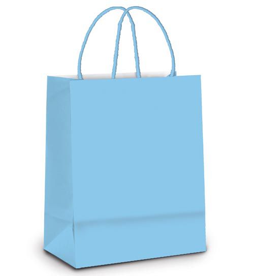 Sacola de Papel GG Azul Bebê - 39x32x16cm - 10 unidades - Cromus - Rizzo Embalagens