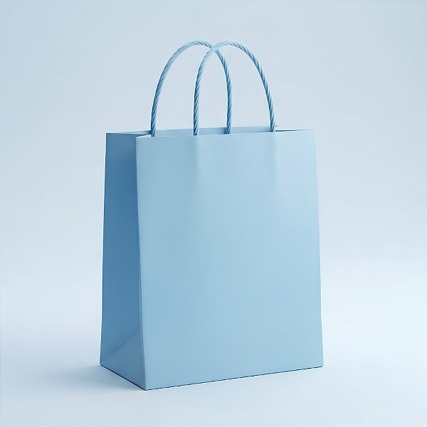 Sacola de Papel GG Azul Bebê - 39x32x16cm - 10 unidades - Cromus - Rizzo Embalagens