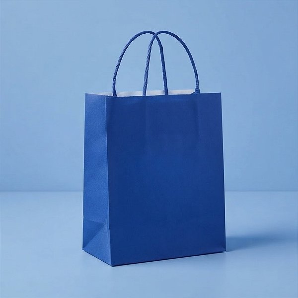 Sacola de Papel GG Azul Royal - 39x32x16cm - 10 unidades - Cromus - Rizzo Embalagens