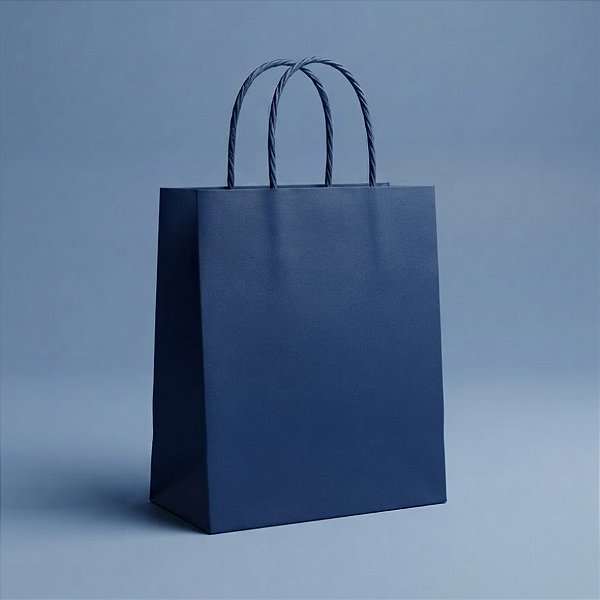 Sacola de Papel GG Azul Marinho - 39x32x16cm - 10 unidades - Cromus - Rizzo Embalagens