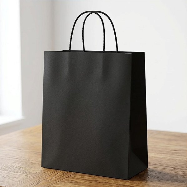 Sacola de Papel GG 39x32x16cm - Preto - 10 unidades - Cromus - Rizzo