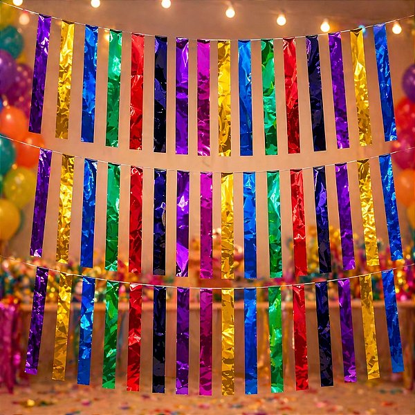 Varal de Fitas Decorativas - 10m - Multicolor - 1 unidade - Rizzo