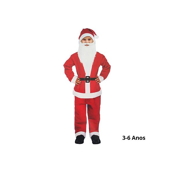Fantasia Completa De Papai Noel De Natal Infantil - 3 a 6 Anos - 1 unidade - Rizzo