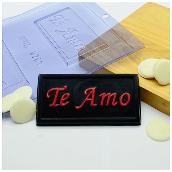 Forma de Acetato Placa Retangular Te Amo Cód. 9793 BWB