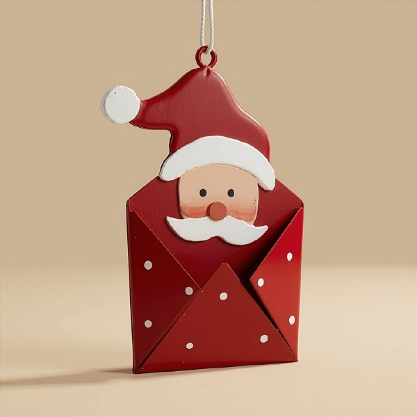 Enfeite para Pendurar Envelope - Papai Noel - 9x6cm - 1 unidade - Cromus - Rizzo