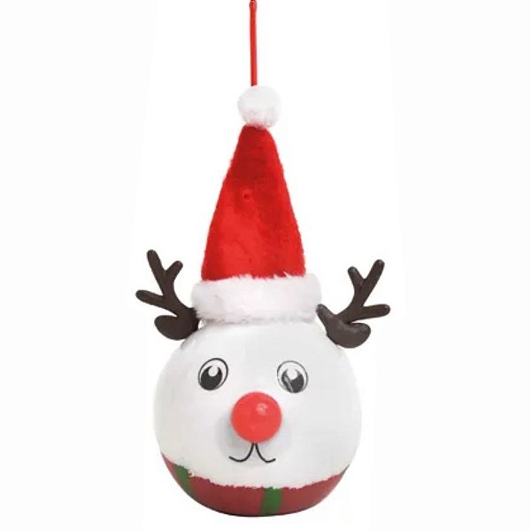 Bola de Natal com led - Rena de Natal - 8cm - 1 unidade - Cromus - Rizzo