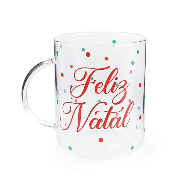 Caneca de Vidro - Feliz Natal - 470ml - 1 unidade - Cromus - Rizzo