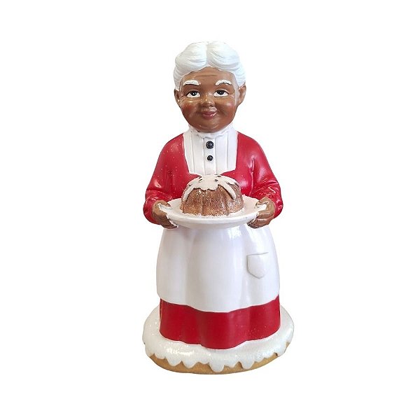 Enfeite De Natal Em Resina - Mamãe Noel Com Bolo - 21 cm - 1 unidade - Cromus - Rizzo