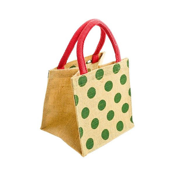 Bolsa De Natal De Juta - Verde, Cru e Vermelho - 19x19cm - 1 unidade - Cromus - Rizzo