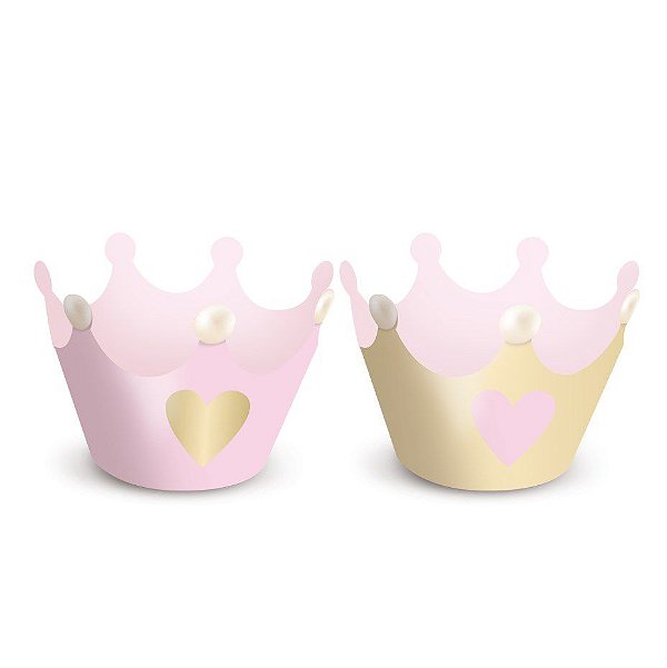 Forminha Wrap p Cupcake Festa Reinado da Princesa - Coroa - 12 unidades - Cromus - Rizzo Festas