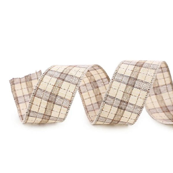 Fita Decorativa Aramada - Xadrez Marrom - 3,8x914cm   - 1 unidade - Cromus - Rizzo