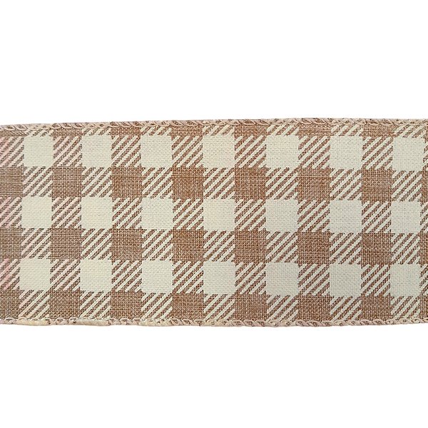 Fita Decorativa Aramada - Xadrez Marrom e Branco - 6,3x914cm   - 1 unidade - Cromus - Rizzo