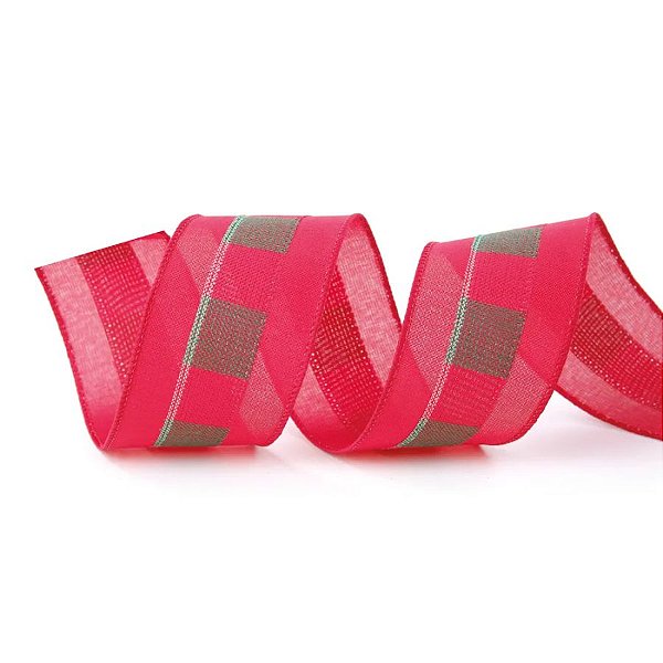Fita Decorativa Aramada - Vermelho e Verde - 6,3x914cm   - 1 unidade - Cromus - Rizzo