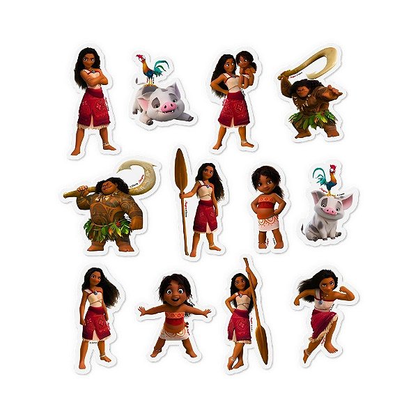 Mini Personagens Decorativos - Moana 2 - 12 unidades - Regina - Rizzo