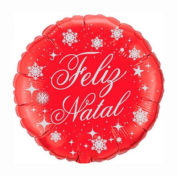 Balão Metalizado Redondo 20'' 50cm - Boas Festas Vermelho - 1 unidade - Rizzo