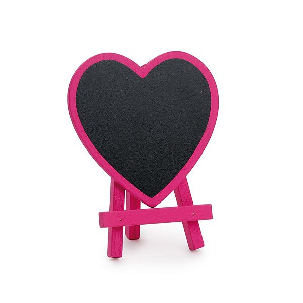 Lousa para Personalizar Mini Cavalete Coração Pink - 03 unidades - Cromus - Rizzo Festas