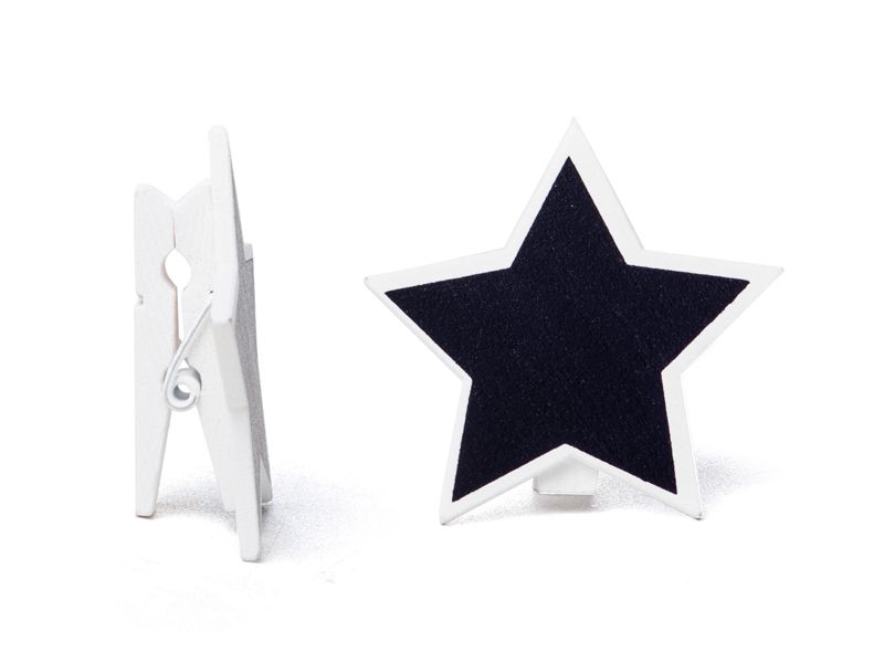 Lousa para Personalizar Prendedor Estrela Branca - 06 unidades - Cromus - Rizzo Festas