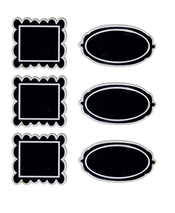 Lousa para Personalizar Adesiva Borda Preto e Branco - 06 unidades - Cromus - Rizzo Festas