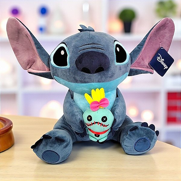 Pelúcia Stitch Com Scrump Bordado 33cm - Lilo & Stitch - 1 unidade - Disney Original - Rizzo