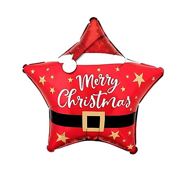 Balão de Festa Microfoil 19" 48cm - Merry Christimas - 1 unidade - Rizzo