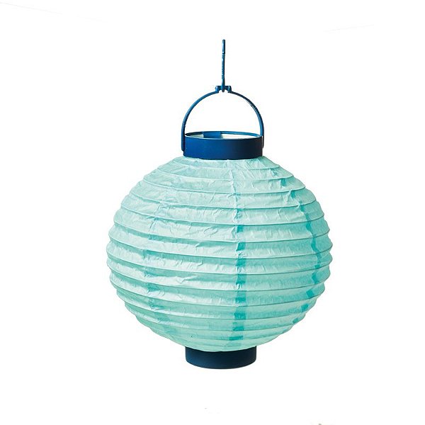 Lanterna de Papel Luminosa com Apoio Azul 20cm - 01 unidade - Cromus - Rizzo Festas