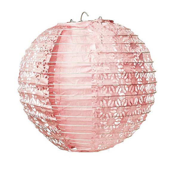 Lanterna de Papel Rendado Rosa 25cm - 01 unidade - Cromus - Rizzo Festas